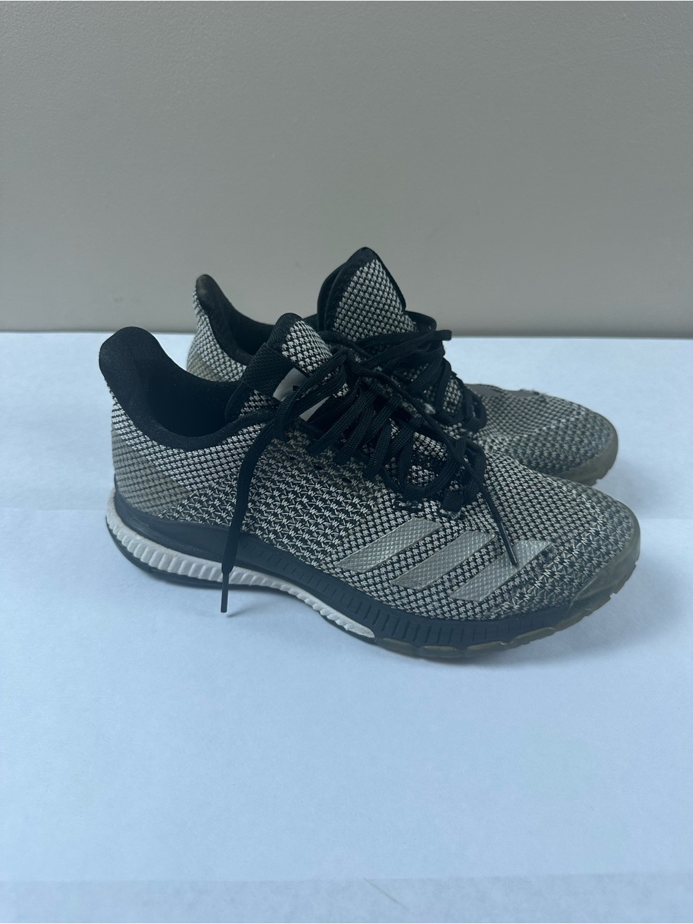 adidas Black and Gray Knit Running Shoes
